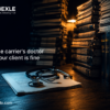Thin medical report with a stethoscope on a dark desk, dwarfed by towering stacks of records lit by one amber lamp. Text reads: When the carrier's doctor says your client is fine.
