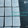 Overhead view of near identical printed pages covering a desk, showing duplicate pages in workers comp medical records
